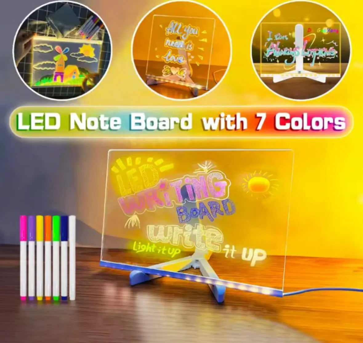 Tablero Mágico LED Acrílico DIY para Mensajes Luminosos