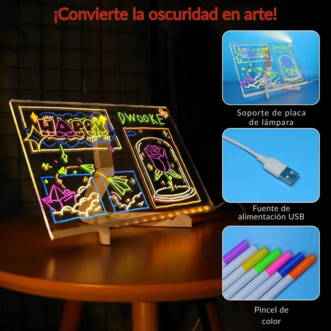 Tablero Mágico LED Acrílico DIY para Mensajes Luminosos